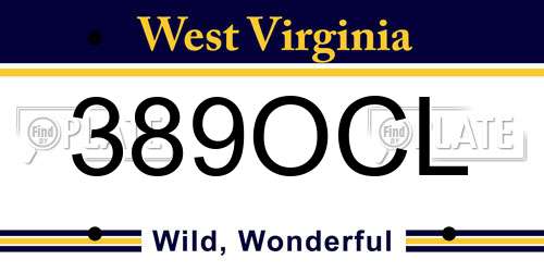 389OCL West Virginia License Plate