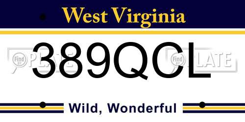 389QCL West Virginia License Plate