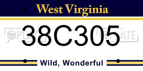 38C305 West Virginia License Plate
