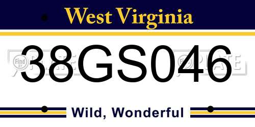38GS046 West Virginia License Plate