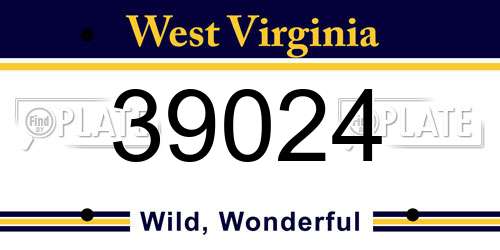 39024 West Virginia License Plate