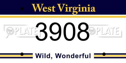 3908 West Virginia License Plate