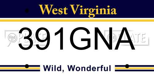 391GNA West Virginia License Plate