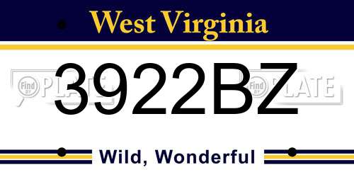 3922BZ West Virginia License Plate