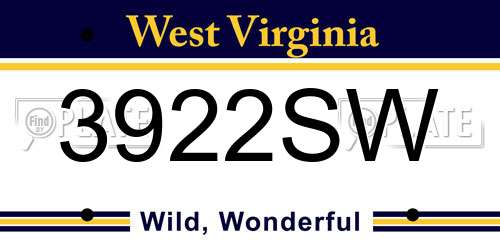 3922SW West Virginia License Plate