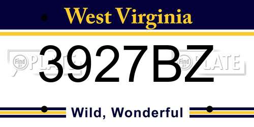 3927BZ West Virginia License Plate