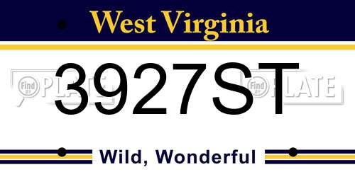 3927ST West Virginia License Plate