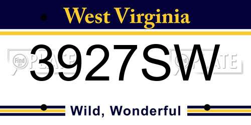 3927SW West Virginia License Plate