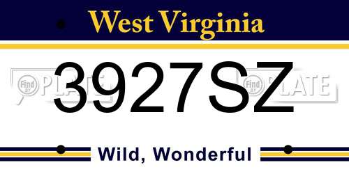 3927SZ West Virginia License Plate