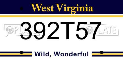 392T57 West Virginia License Plate
