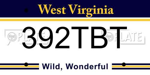 392TBT West Virginia License Plate