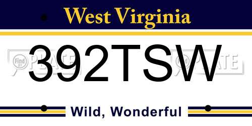 392TSW West Virginia License Plate