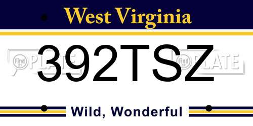 392TSZ West Virginia License Plate
