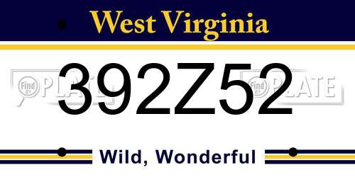 392Z52 West Virginia License Plate