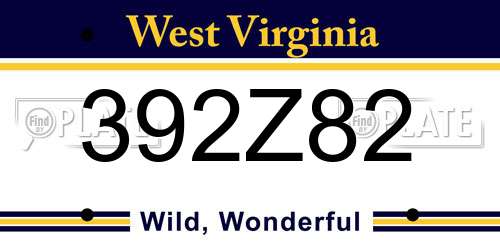 392Z82 West Virginia License Plate