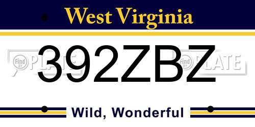 392ZBZ West Virginia License Plate