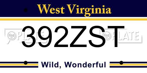 392ZST West Virginia License Plate