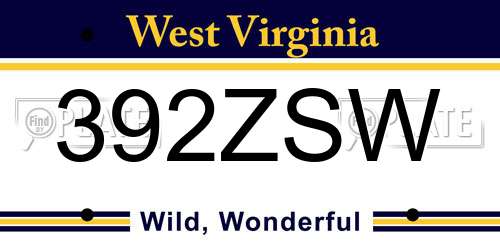 392ZSW West Virginia License Plate