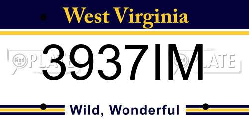 3937IM West Virginia License Plate