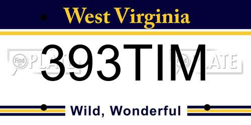 393TIM West Virginia License Plate