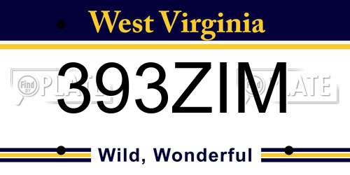 393ZIM West Virginia License Plate