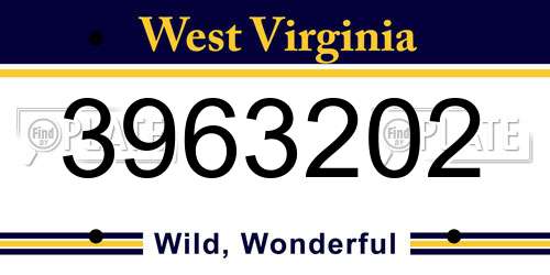3963202 West Virginia License Plate