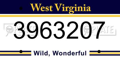 3963207 West Virginia License Plate