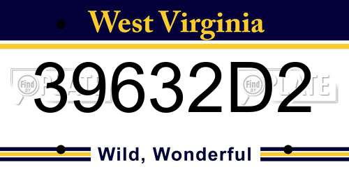 39632D2 West Virginia License Plate