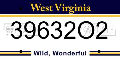 39632O2 West Virginia License Plate