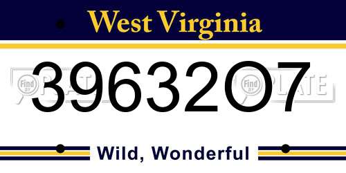 39632O7 West Virginia License Plate
