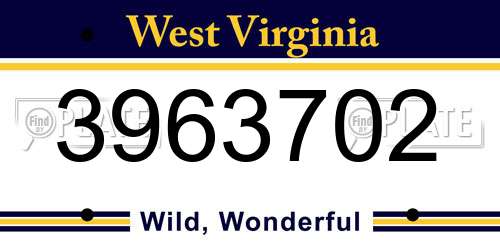 3963702 West Virginia License Plate