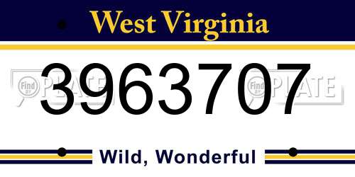 3963707 West Virginia License Plate