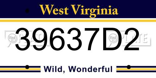 39637D2 West Virginia License Plate