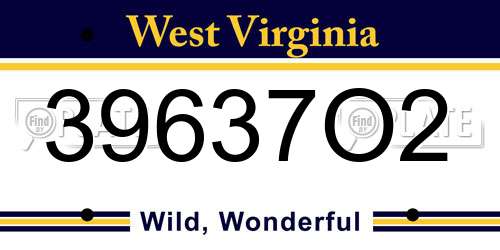 39637O2 West Virginia License Plate