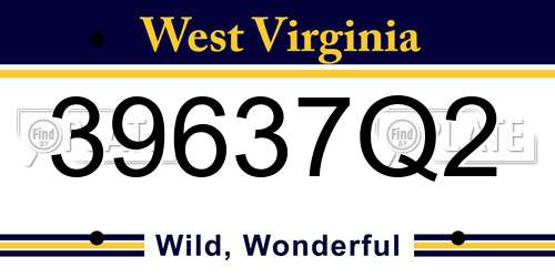 39637Q2 West Virginia License Plate