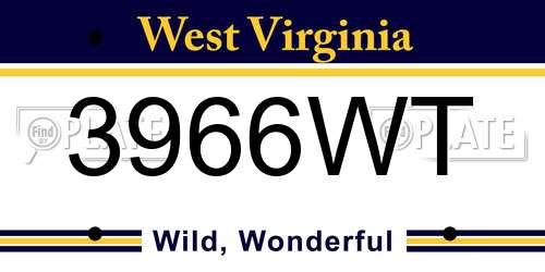 3966WT West Virginia License Plate