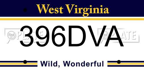 396DVA West Virginia License Plate