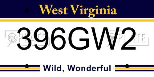 396GW2 West Virginia License Plate