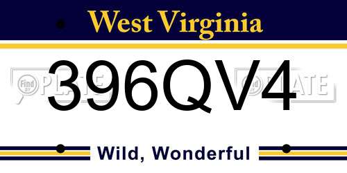396QV4 West Virginia License Plate