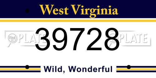 39728 West Virginia License Plate