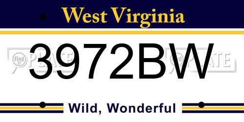 3972BW West Virginia License Plate