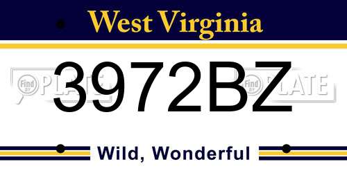 3972BZ West Virginia License Plate