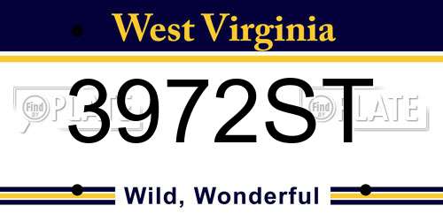 3972ST West Virginia License Plate