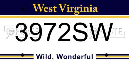 3972SW West Virginia License Plate