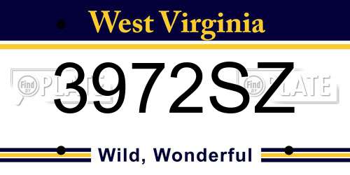 3972SZ West Virginia License Plate