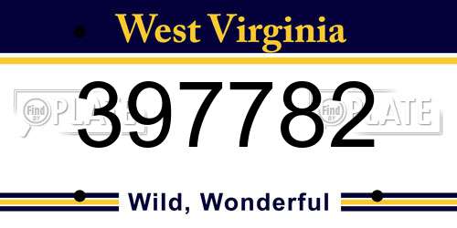 397782 West Virginia License Plate
