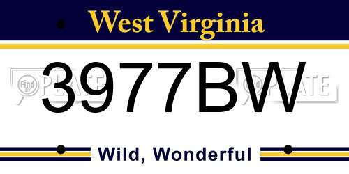 3977BW West Virginia License Plate