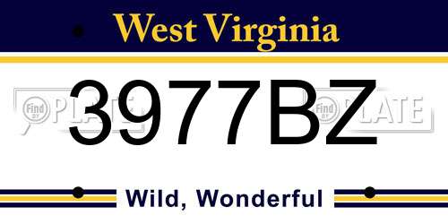 3977BZ West Virginia License Plate
