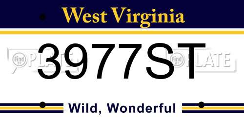 3977ST West Virginia License Plate