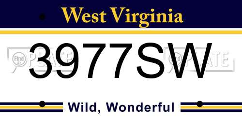 3977SW West Virginia License Plate
